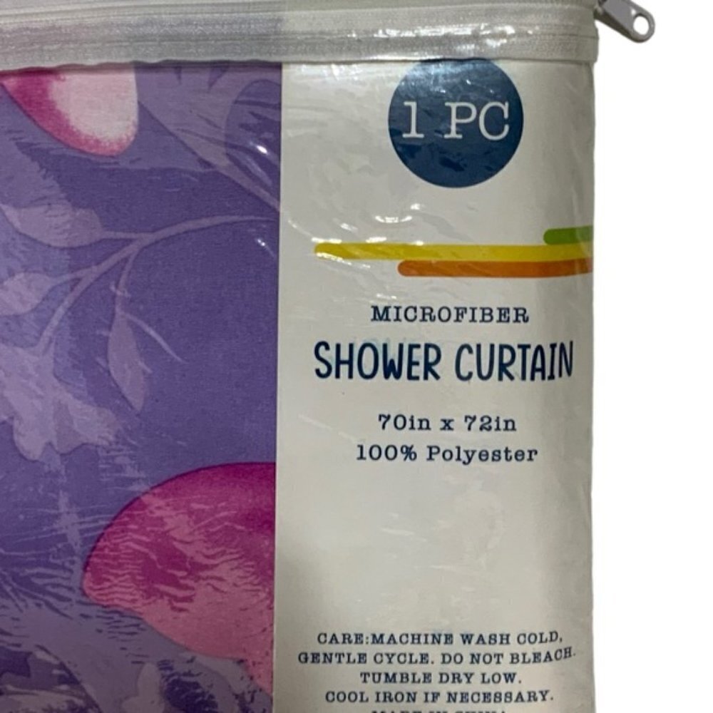 Matt & Maddie Butterfly Fabric Shower Curtain Floral 70 x 72 Inch Pink Purple - Picture 4 of 14